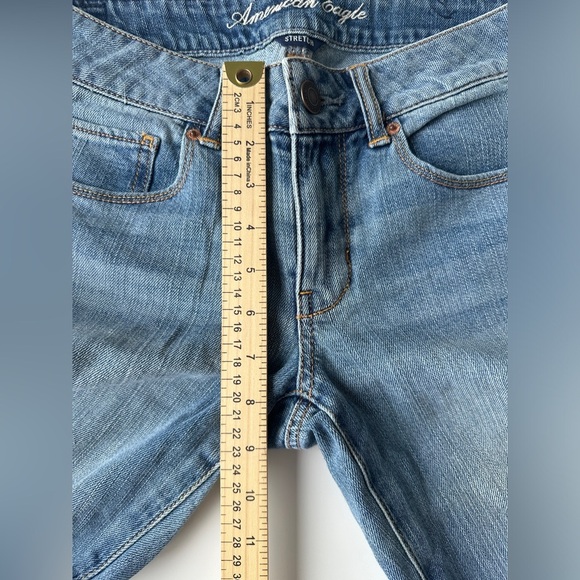 American Eagle Stretch Low Rise Medium Wash Soft Blue Skinny Jeans Women’s Sz 6 - Picture 6 of 7